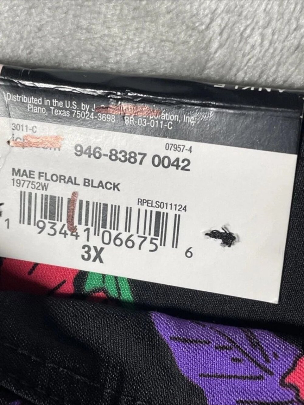 Worthington (3X) Black Floral Pull-up Ankle Stretch Pants with 2 Side Pockets - Picture 7 of 8